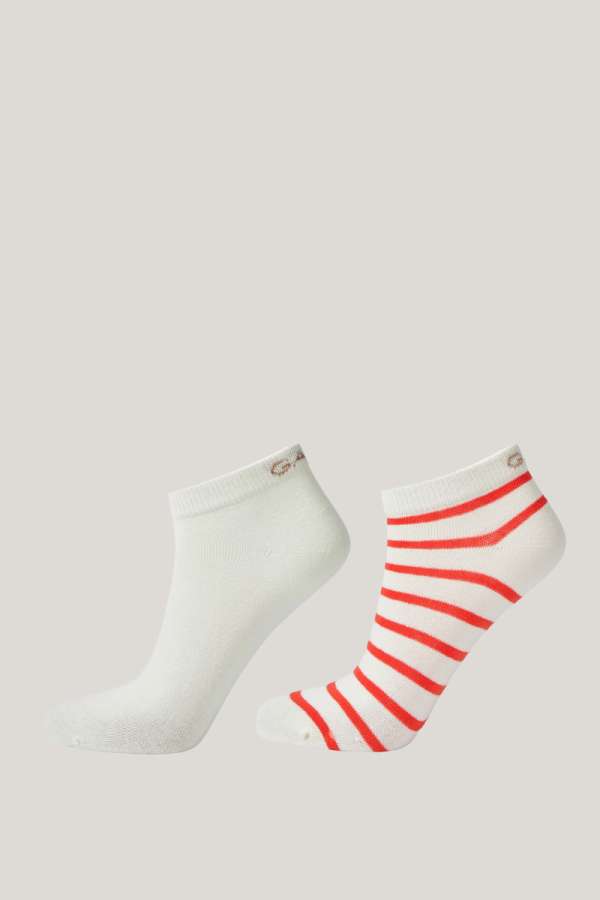ZOKNI GANT STRIPE AND SOLID ANKLE SOCKS 2-P ORANGE RED