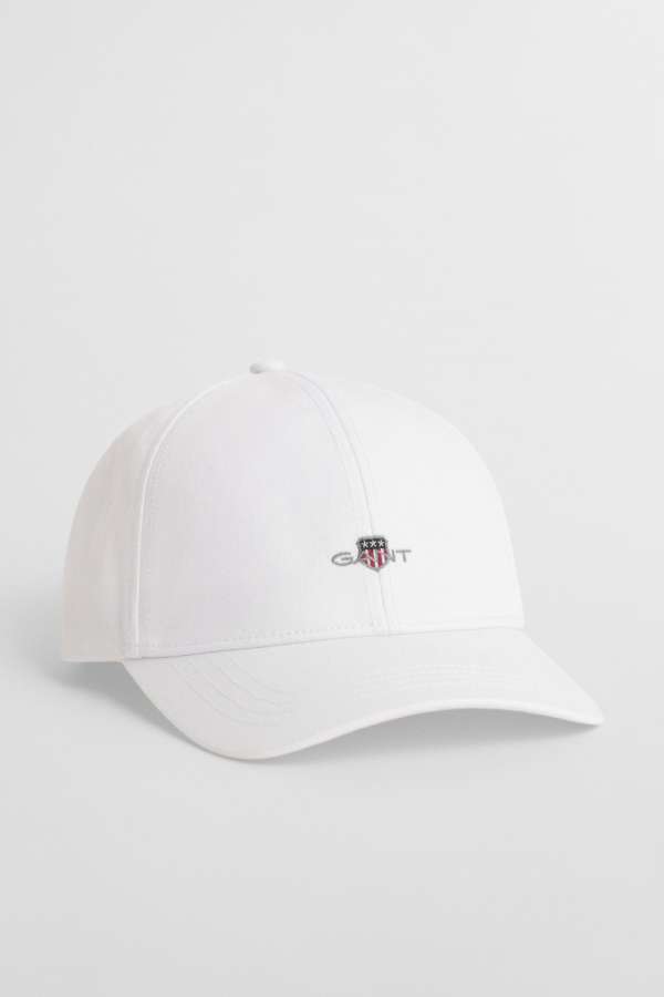 SAPKA GANT HIGH SHIELD COTTON TWILL CAP WHITE
