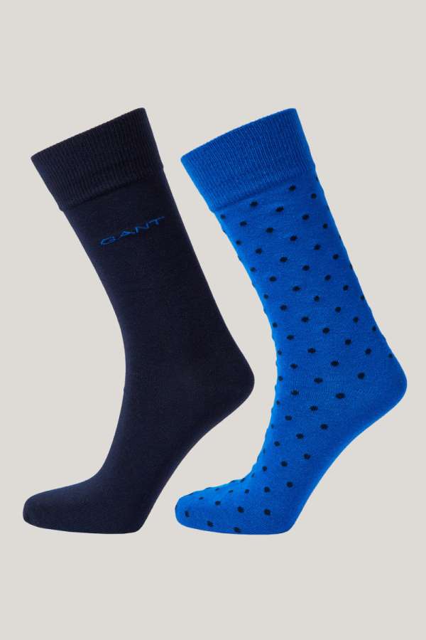 ZOKNI GANT DOT AND SOLID SOCKS 2-PACK LAPIS BLUE