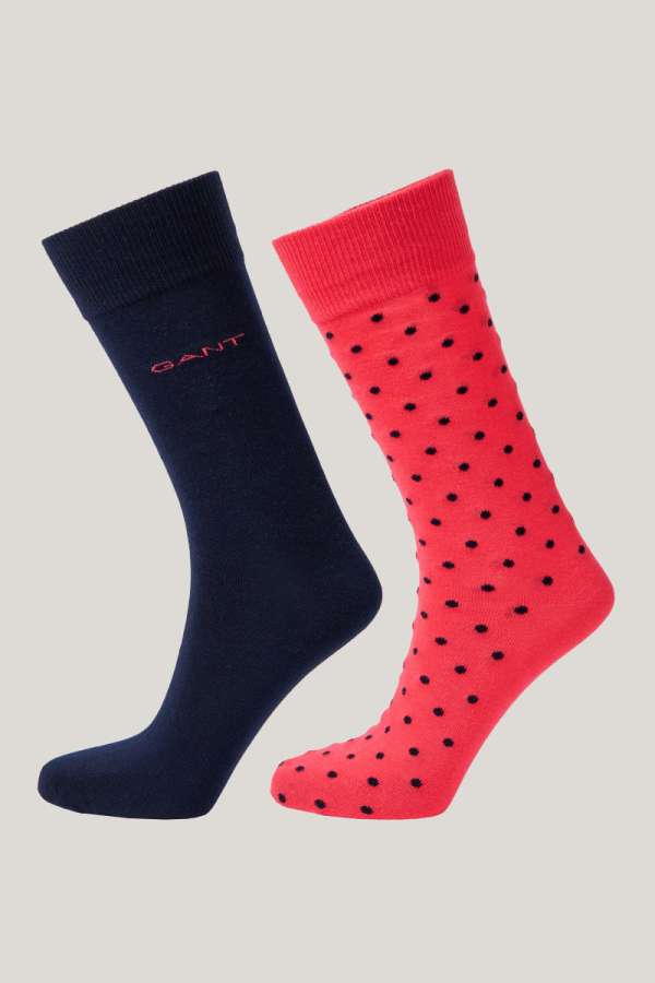 ZOKNI GANT DOT AND SOLID SOCKS 2-PACK WATERMELON RED