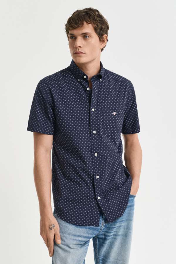 ING GANT REG ICRO PRINT SS SHIRT EVENING BLUE