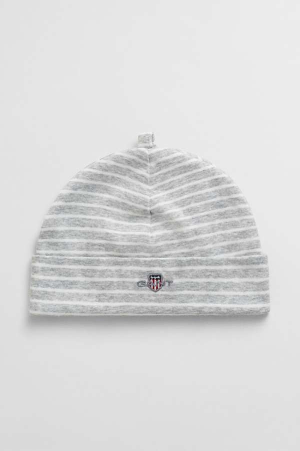 SAPKA GANT STRIPED SHIELD BEANIE LIGHT GREY MELANGE