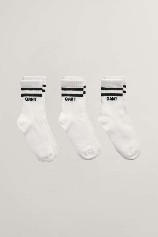 ZOKNI GANT LOGO RIB SOCKS 3-PACK WHITE