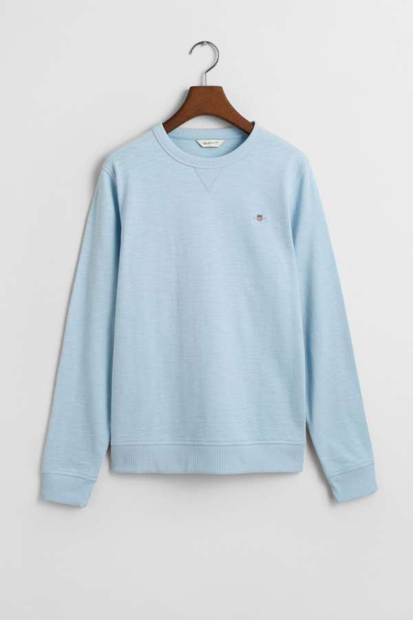 MELEGÍTŐFELSŐ GANT SHIELD COTTON SLUB C-NECK CALMING BLUE