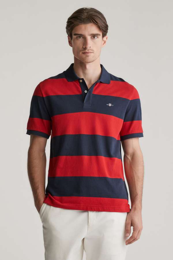 PÓLÓ GANT BLOCK TRIPE POLO RUBY RED