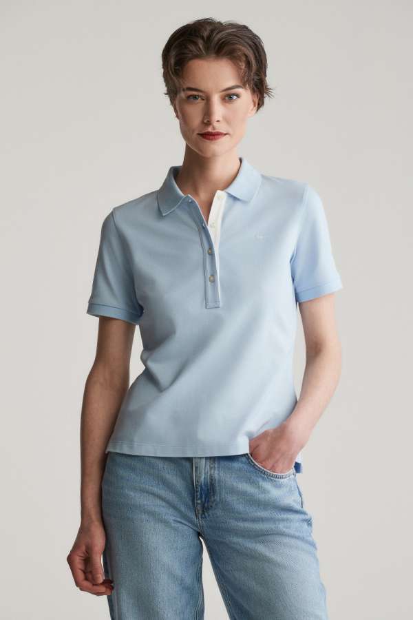 PÓLÓ GANT CONTRAST COLLAR SS PIQUE POLO FRESH BLUE