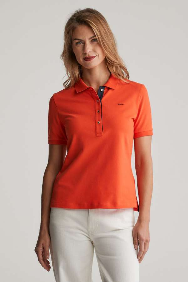 PÓLÓ GANT CONTRAST COLLAR SS PIQUE POLO ORANGE RED