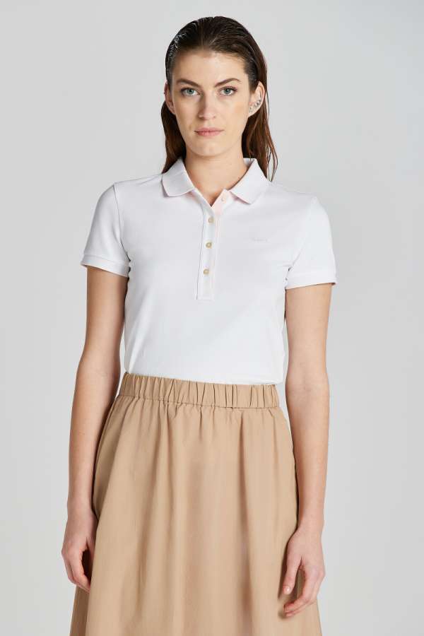 PÓLÓ GANT CONTRAST COLLAR SS PIQUE POLO WHITE