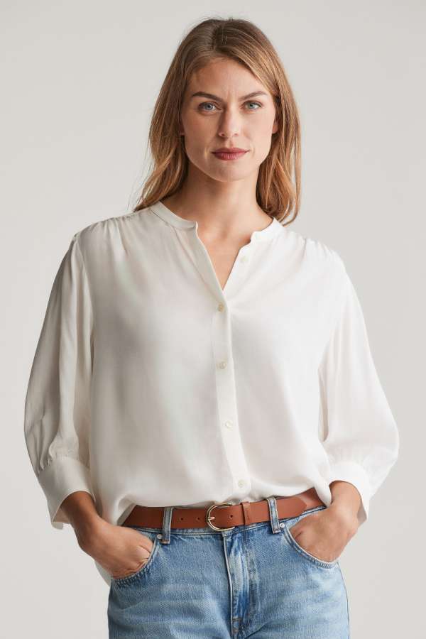 BLÚZ GANT REG SS BLOUSE EGGSHELL