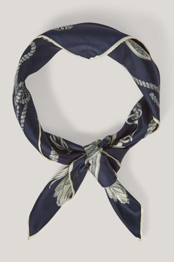 SÁL GANT SAILING PRINT SILK SCARF DEEP COBALT