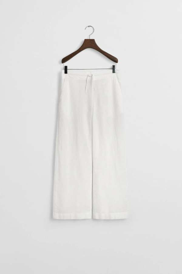 NADRÁG GANT PULL ON COTTON LINEN PANTS WHITE