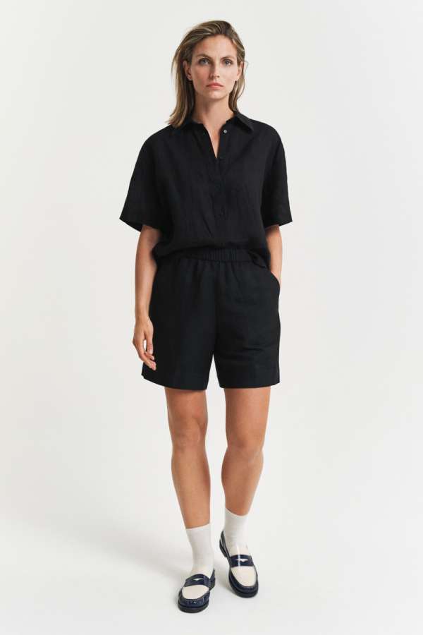 RÖVIDNADRÁG GANT REL LINEN BLEND PULL ON SHORTS BLACK