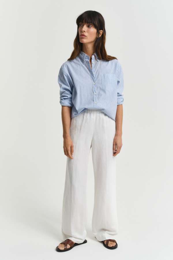 NADRÁG GANT REL LINEN BLEND PULL ON PANTS EGGSHELL