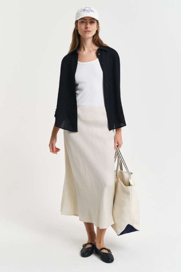 SZOKNYA GANT LINEN BLEND SKIRT PUTTY