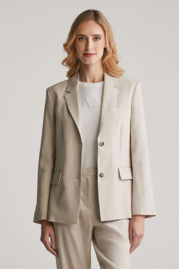 ZAKÓ GANT SLIM STRETCH LINEN BLAZER SOFT OAT