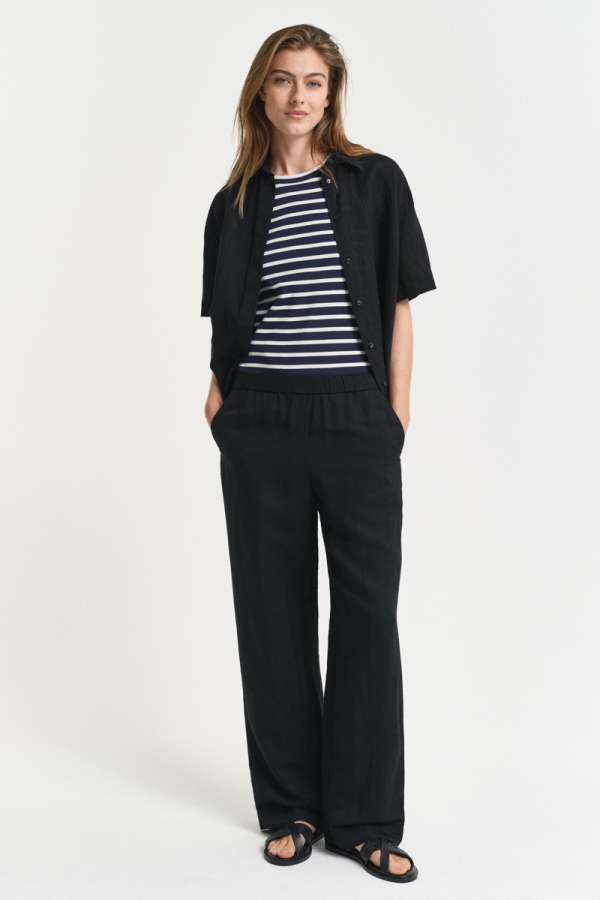 NADRÁG GANT REL LINEN BLEND PULL ON PANTS BLACK