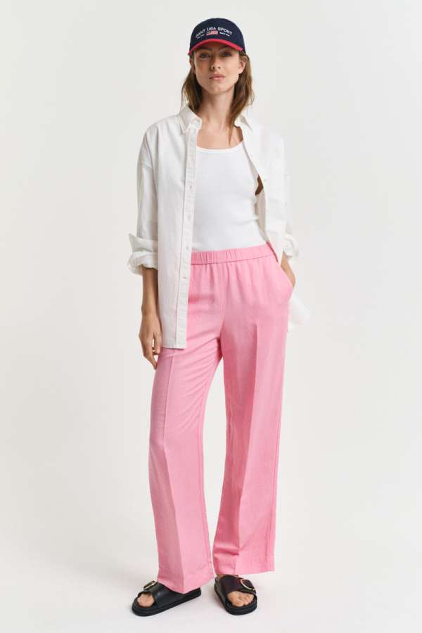 NADRÁG GANT REL LINEN BLEND PULL ON PANTS GERANIUM PINK
