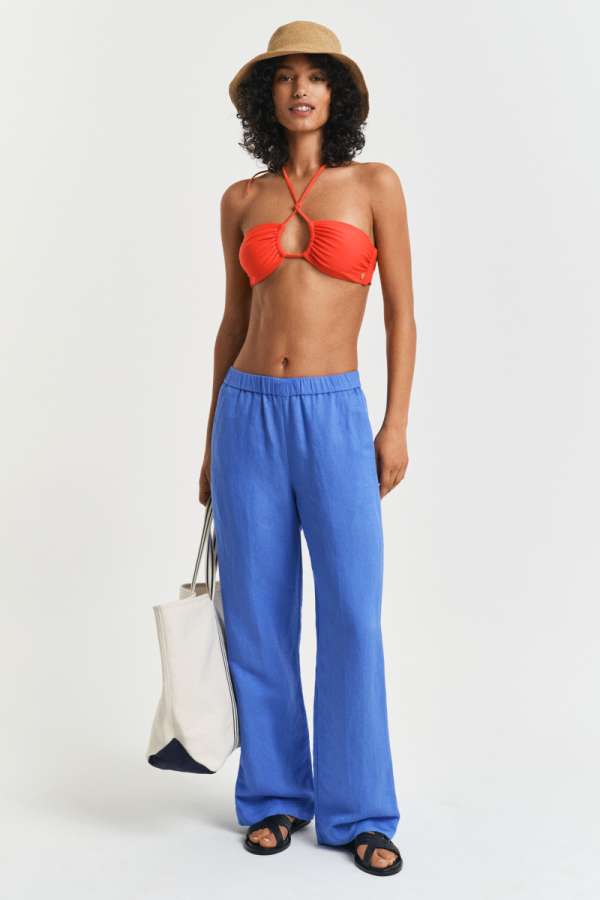 NADRÁG GANT REL LINEN BLEND PULL ON PANTS PERFECT BLUE