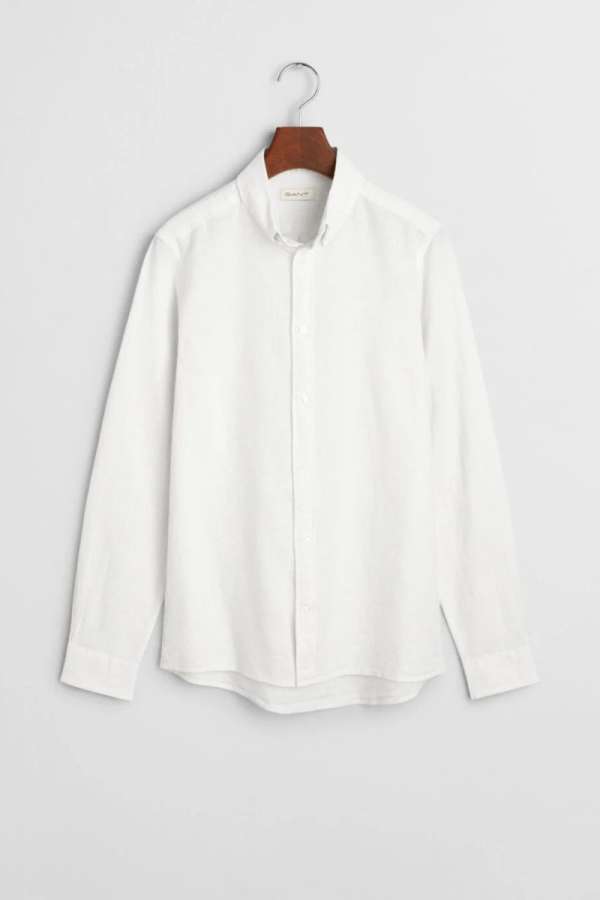 ING GANT COTTON LINEN BD LS SHIRT WHITE
