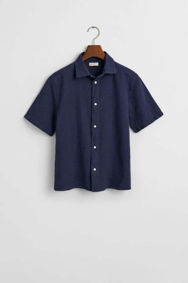 ING GANT COTTON LINEN SS SHIRT MARINE