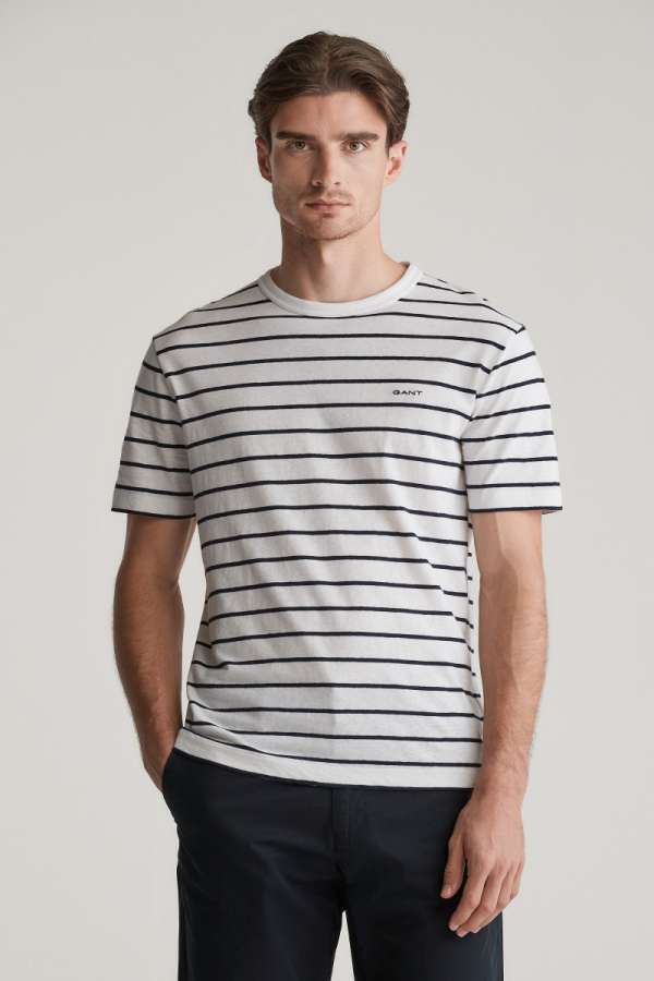 PÓLÓ GANT COTTON LINEN TRIPE  T-HIRT CREAM
