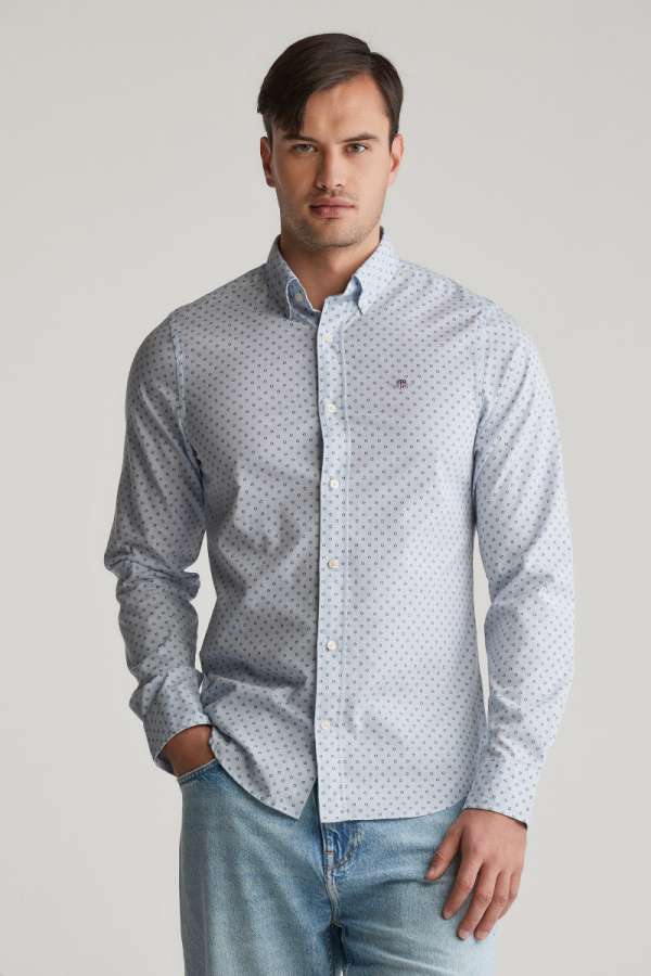ING GANT LIM MICRO PRINT HIRT LIGHT BLUE