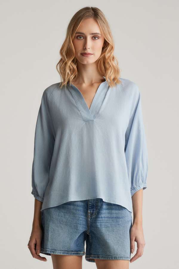 BLÚZ GANT LINEN SS BLOUSE LIGHT BLUE