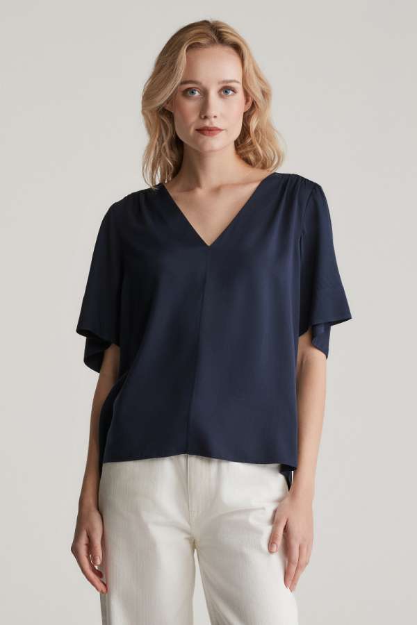 BLÚZ GANT SS BLOUSE EVENING BLUE
