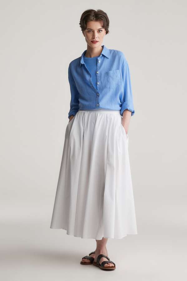 SZOKNYA GANT MAXI COTTON SKIRT EGGSHELL