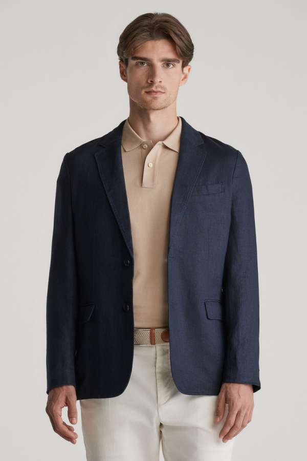 ZAKÓ GANT SLIM GMNT DYE LINEN BLAZER EVENING BLUE