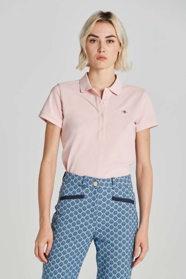 PÓLÓ GANT LIM HEILD CAP LEEVE PIQUE POLO FADED PINK