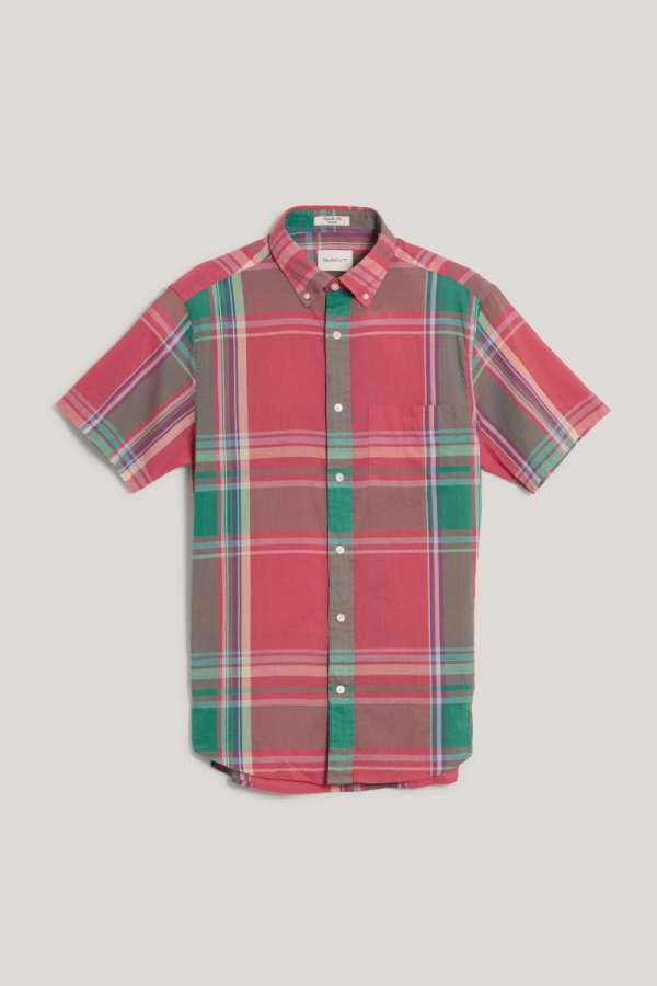 ING GANT REG INDIAN MADRAS SS SHIRT WATERMEON RED