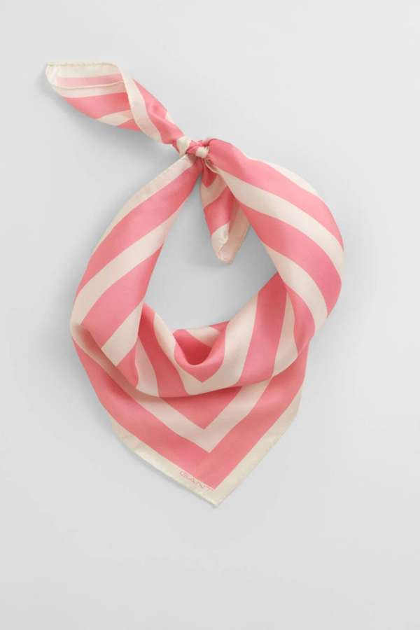 SÁL GANT STRIPE PRINT SILK SCARF GERANIUM PINK