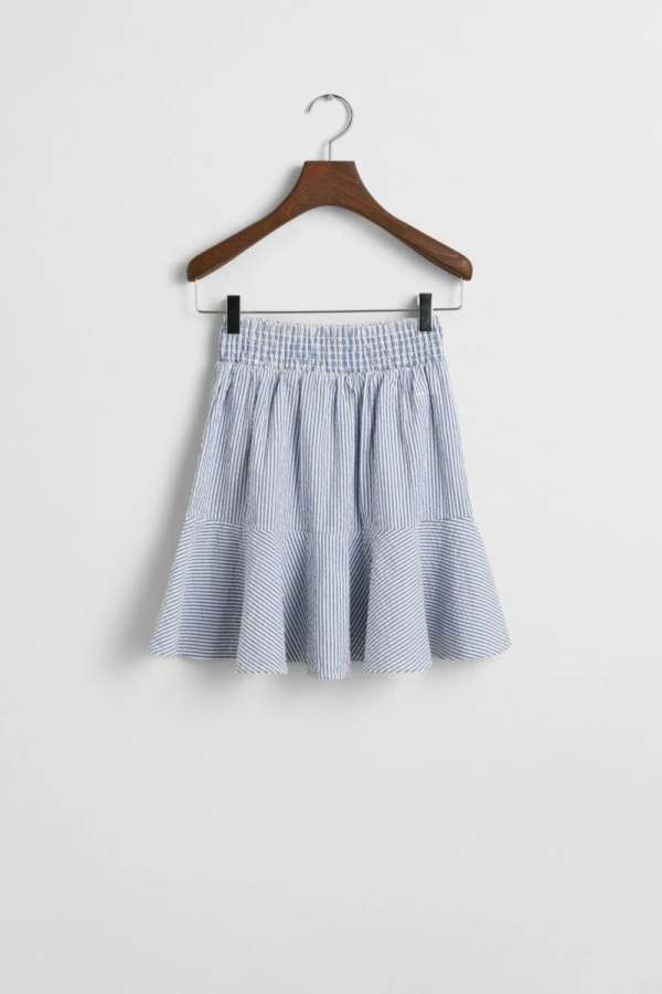 SZOKNYA GANT STRIPED SEERSUCKER SMOCKED SKIRT RICH BLUE