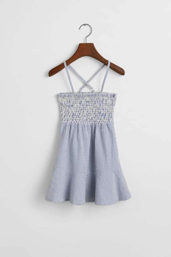 RUHA GANT STRIPED SEERSUCKER DRESS RICH BLUE