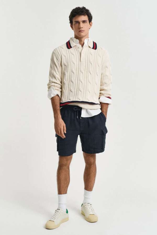 RÖVIDNADRÁG GANT REG LINEN CARGO DS SHORTS DARKENED NAVY