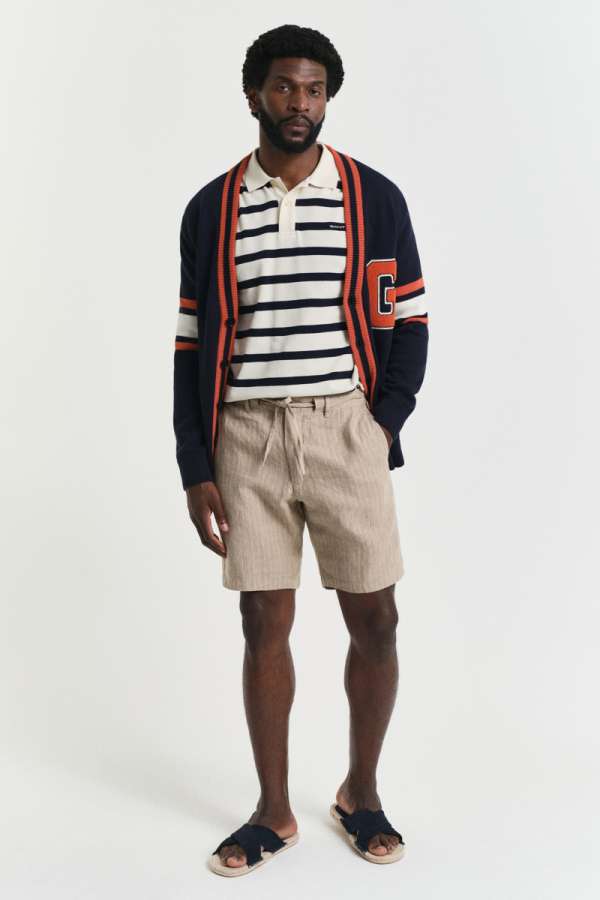 RÖVIDNADRÁG GANT RE INEN PINSTRIPE DS SHORTS CONCRETE BEIGE
