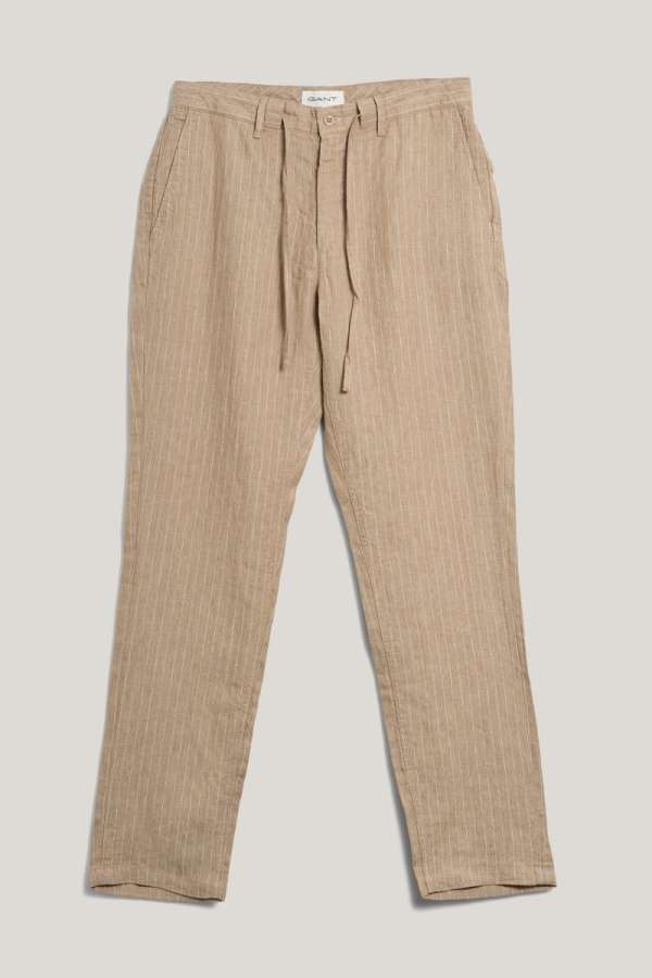 NADRÁG GANT RE INEN PINSTRIPE DS PANTS CONCRETE BEIGE