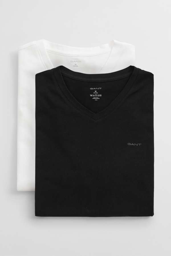 PÓÓ GANT V-NECK T-SHIRT 2-PACK BACK / WHITE