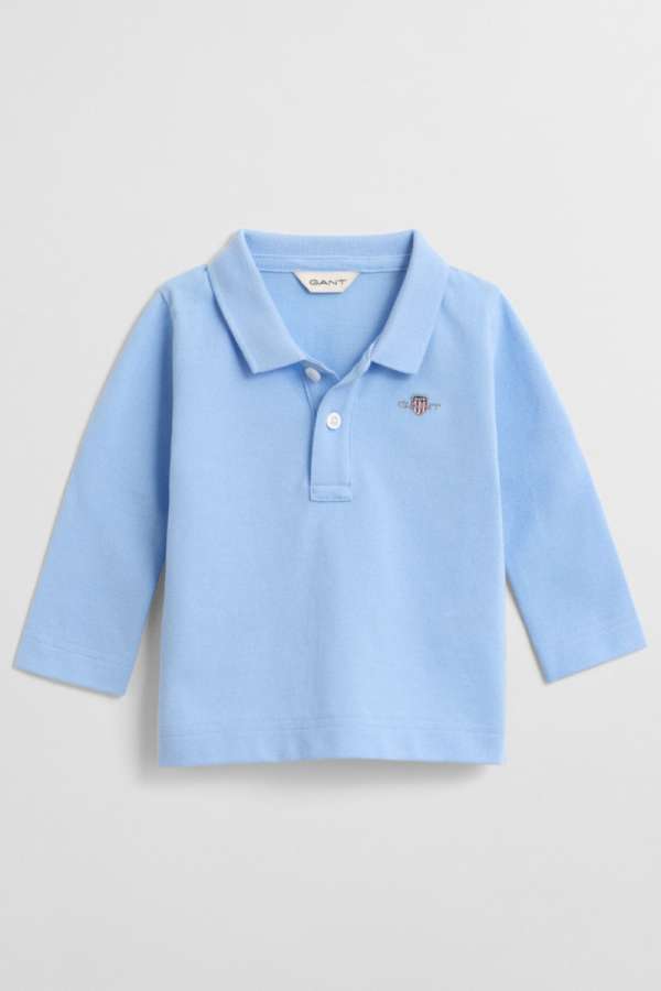 PÓLÓ GANT SHIELD PIQUE LS RUGGER CAPRI BLUE