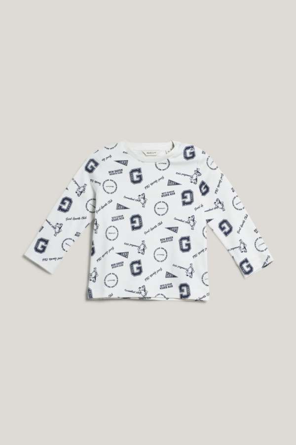 PÓLÓ GANT PRINTED AOP LS T-SHIRT EGGSHELL
