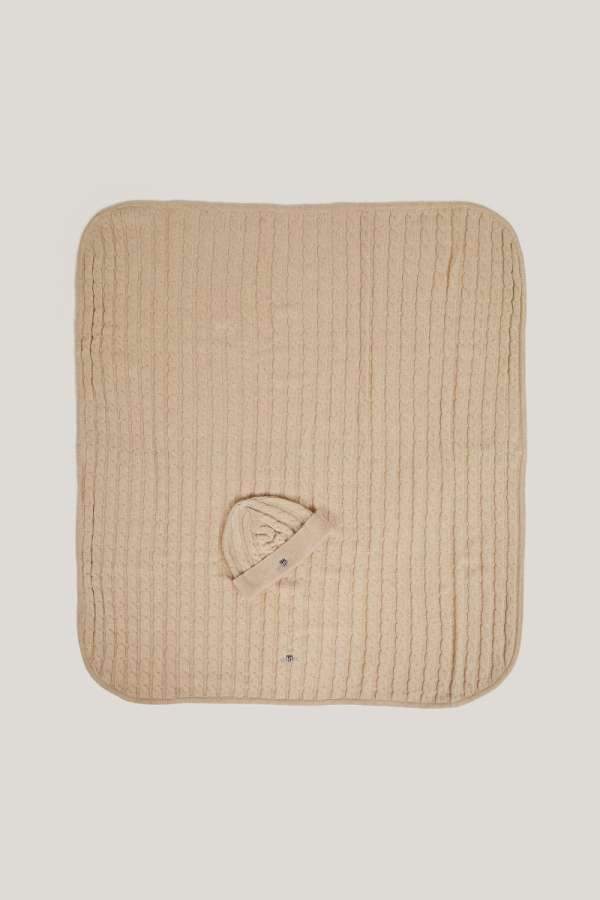 KÉSZLET SAPKA ÉS SÁL GANT BLANKET AND BEANIE GIFT SET 68 x 78 cm LIGHT BEIGE MELANGE
