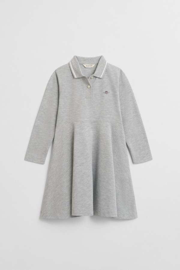 RUHA GANT PIQUE SPIN DRESS LIGHT GREY MELANGE