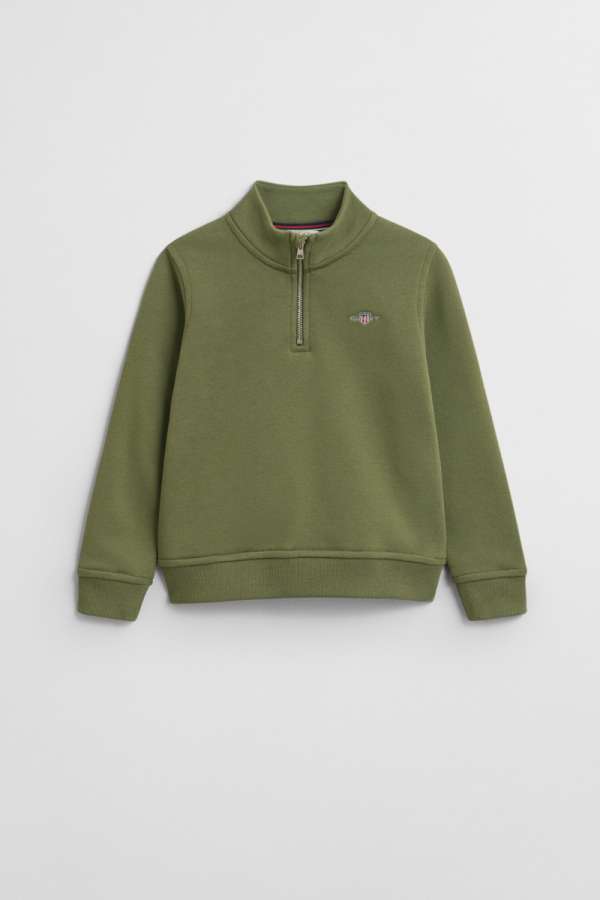MELEGÍTŐFELSŐ GANT SHIELD HALF ZIP SWEAT WASHED OLIVE