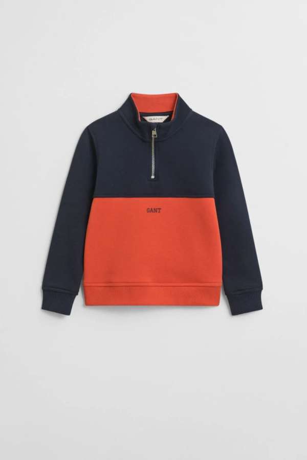 MELEGÍTŐFELSŐ GANT BLOCKED HALF ZIP SWEATSHIRT EVENING BLUE