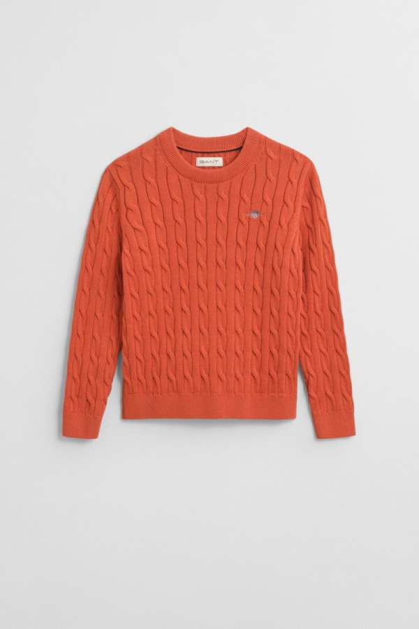 PULÓVER GANT COTTON CABLE SHIELD CREW DEEP ORANGE
