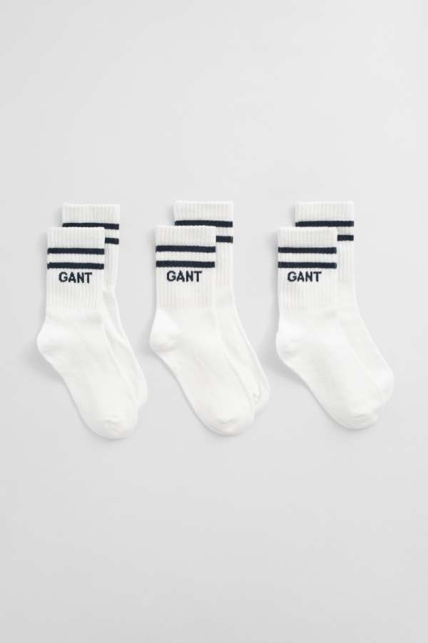 ZOKNI GANT SPORT SOCKS 3-PACK WHITE