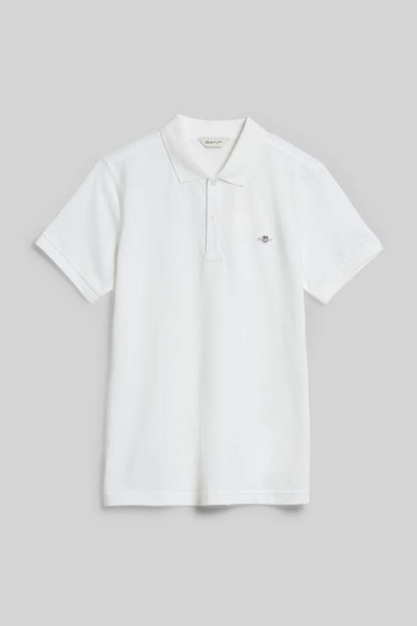 PÓLÓ GANT SHIELD SS PIQUE WHITE