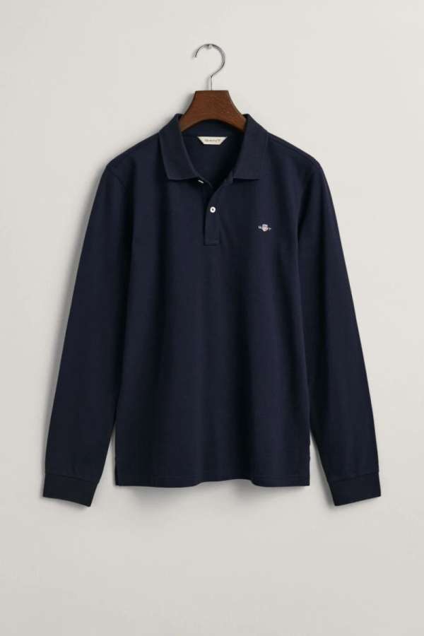 PÓLÓ GANT SHIELD LS PIQUE RUGGER EVENING BLUE
