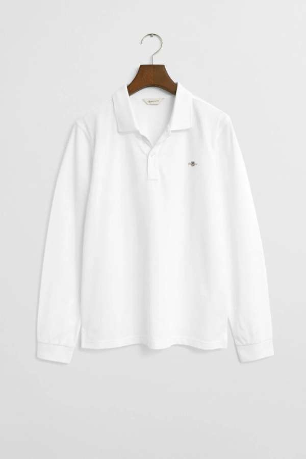 PÓLÓ GANT SHIELD LS PIQUE RUGGER WHITE